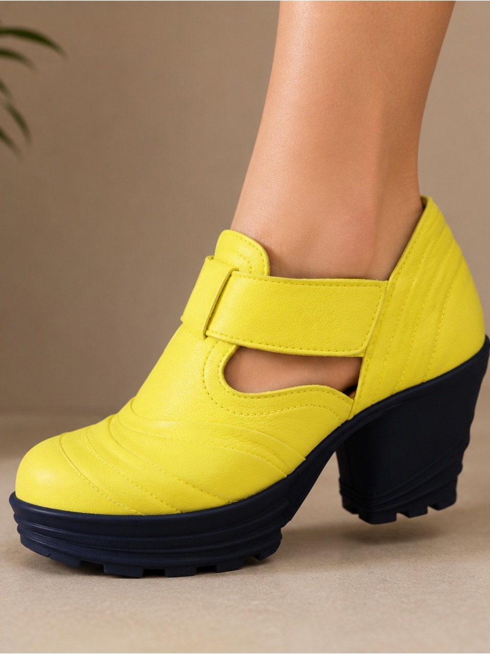 JOHN FLUEVOG Neon Yellow Leather Platform Heels - Picture 3 of 8